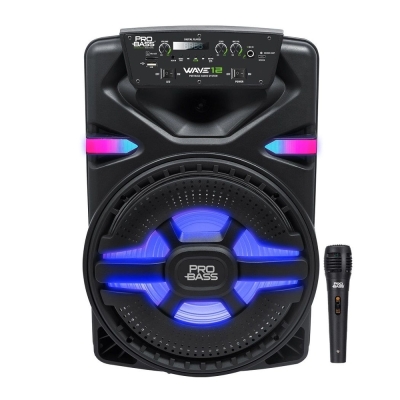 Caixa De Som Ativa Com Bateria E Bluetooth Pro Bass Wave 12